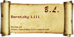Beretzky Lili névjegykártya